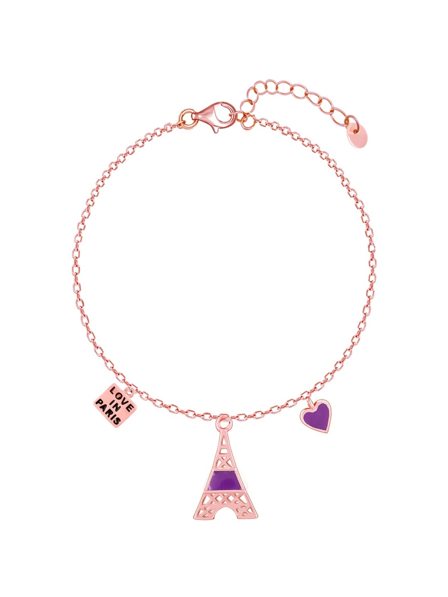 GIVA 92.5 Sterling Silver Love In Paris Flexible fit Bracelet for Women