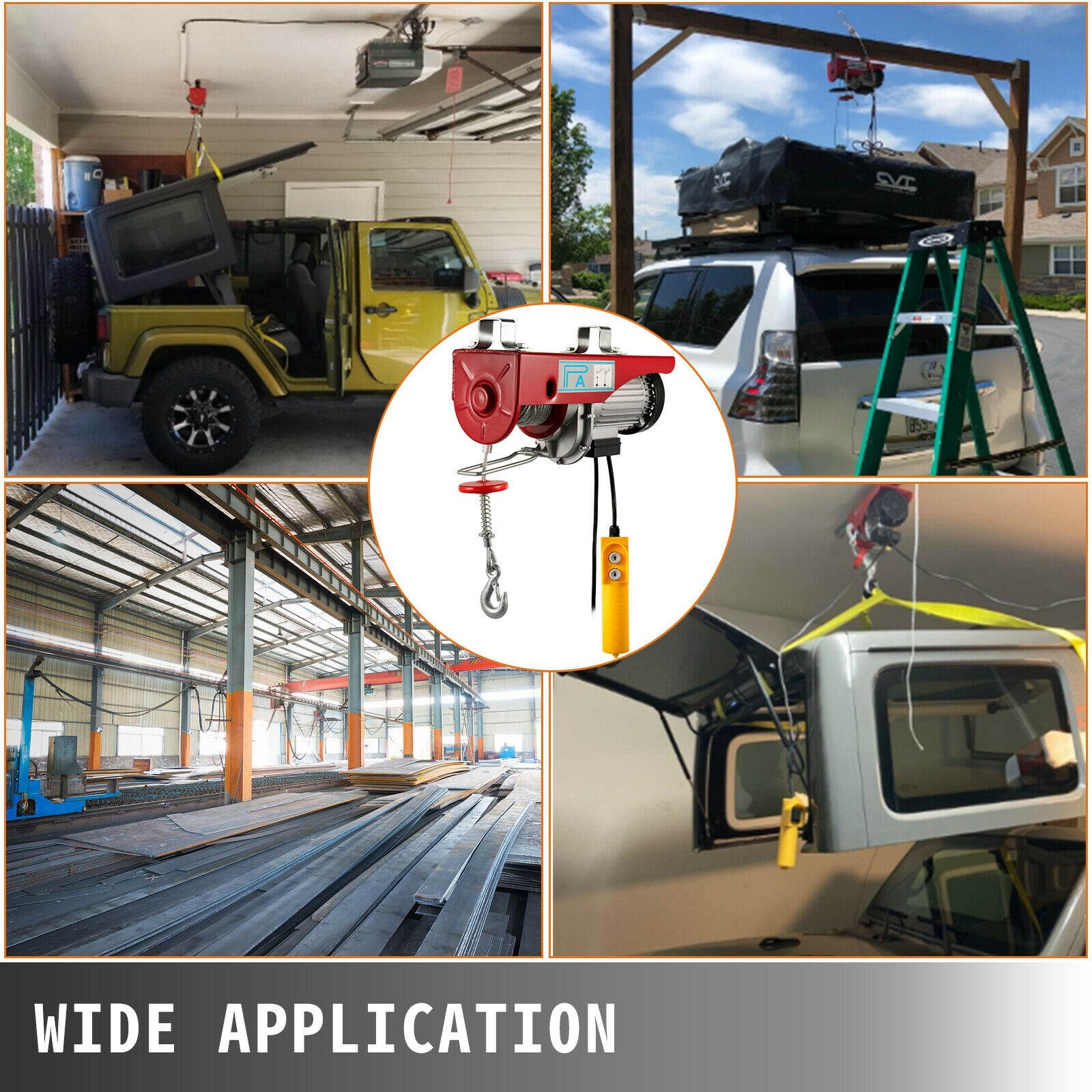 PA1000 2200LB Electric Wire Hoist Winch Hoist Crane Lift 40ft W/ Remote Control