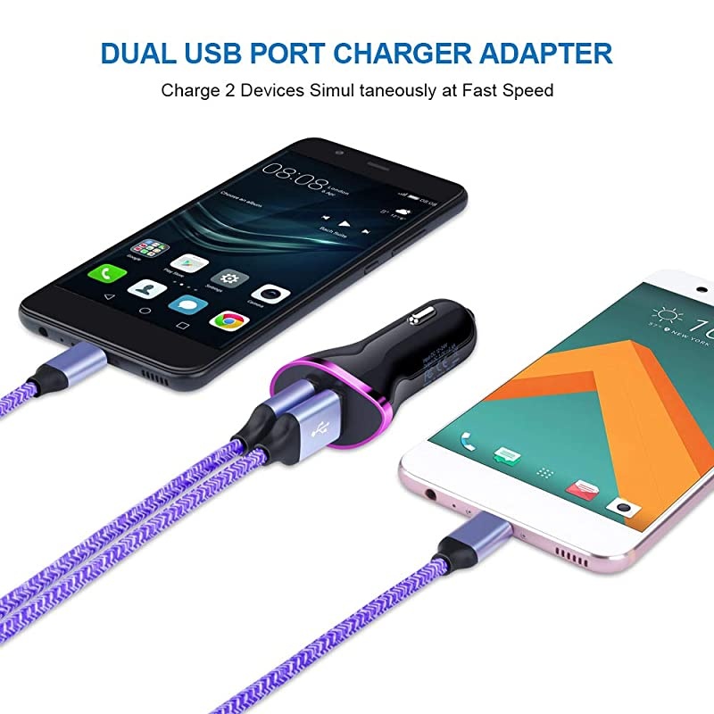 Type C Wall Charger Car Charger  USB Charging Block Plug+ 2PC Fast USB C Cable 6ft for Samsung Galaxy Note 10 S20+ S10 S9 A50 A10E A20E A51 A20S A01 LG Stylo 5 6 Moto G8 G7 Google Pixel 3a