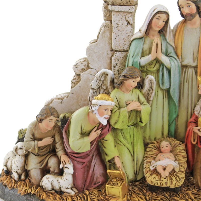 Christmas 8.25" Kneeling Nativity Stone Wall Mary Joseph Jesus  -  Decorative Figurines