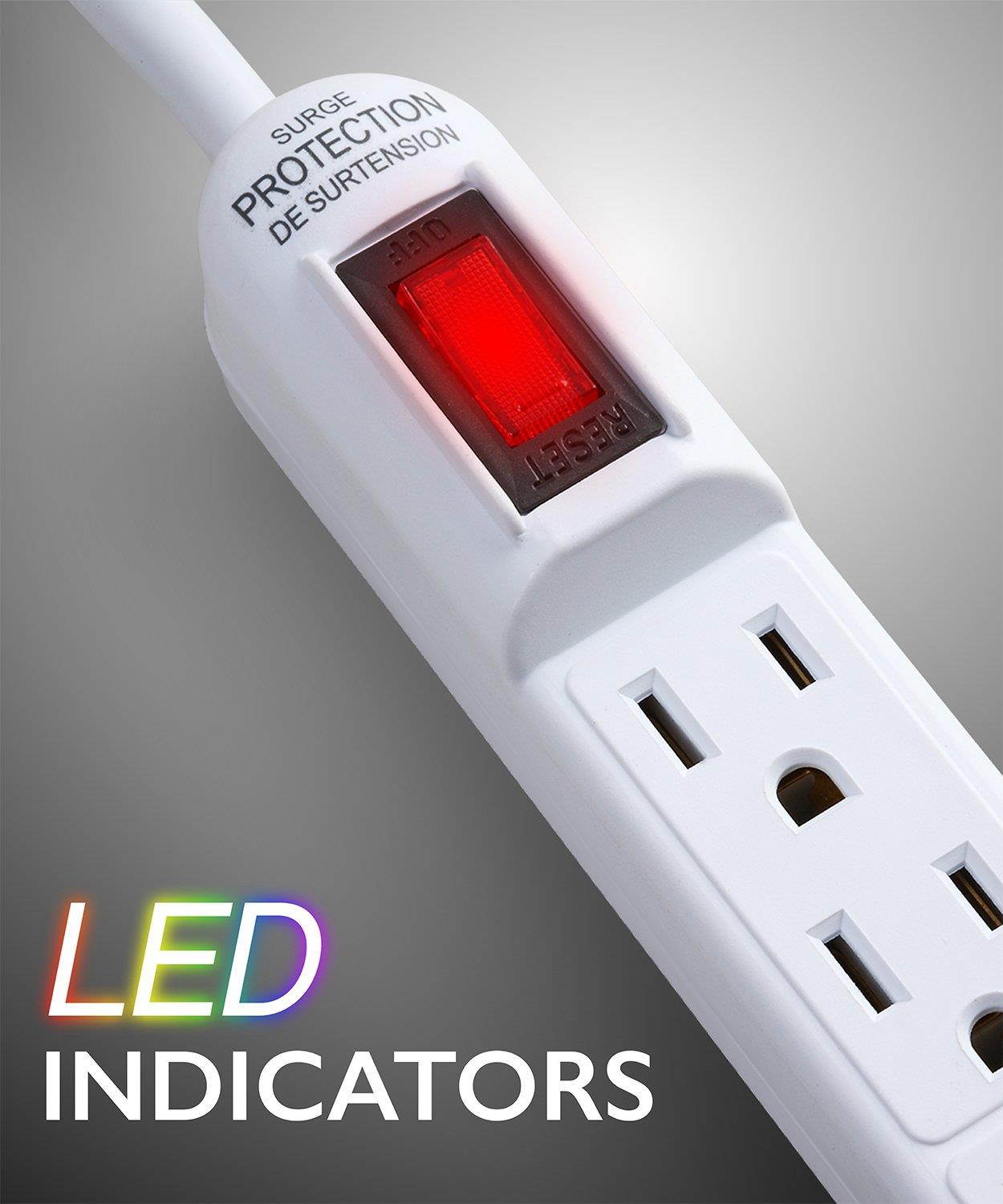 Surge Protector Power Strip Flat Plug, Fosmon [ETL Listed] 4-Outlet Power Strip 1875W 15A 300J, 3FT Extension Cord Wall Mount with 3 Prong Grounded for Entertainment Room, Living Room, Office