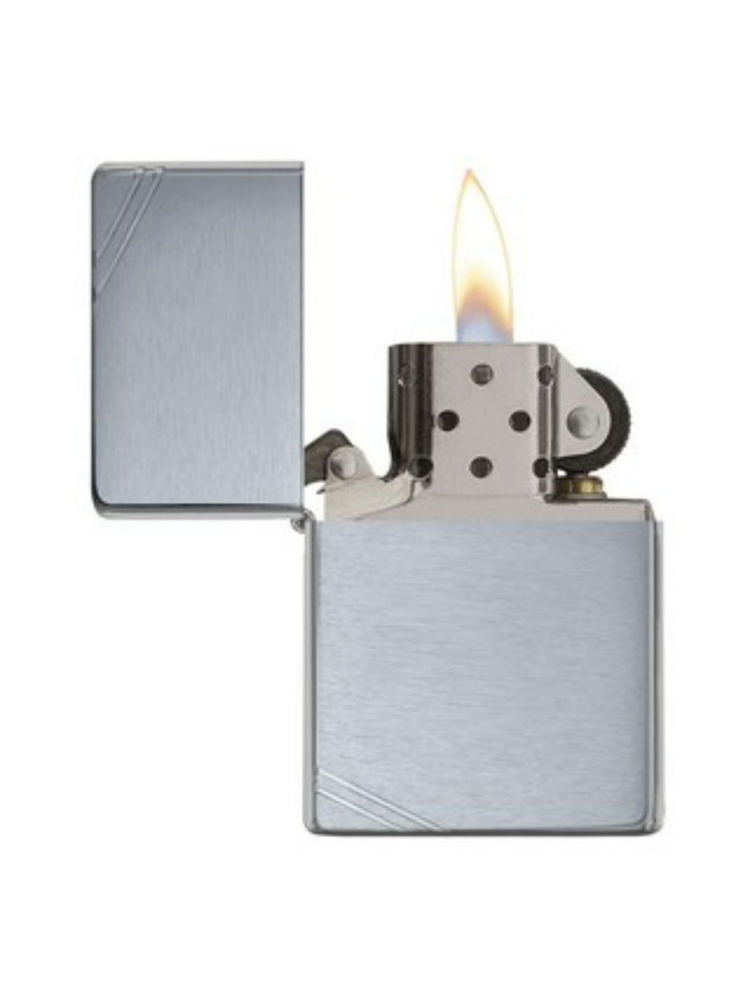 Zippo Silver Brushed Vintage with Slashes Brass Windproof Pocket Lighter
