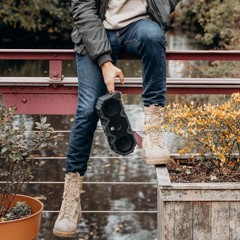 Altec Lansing Super LifeJacket Jolt with Lights, Built in Qi Wireless Charger, Waterproof, Snowproof, Shockproof and it Floats in Water, Up to 30 Hour Battery Life, Black