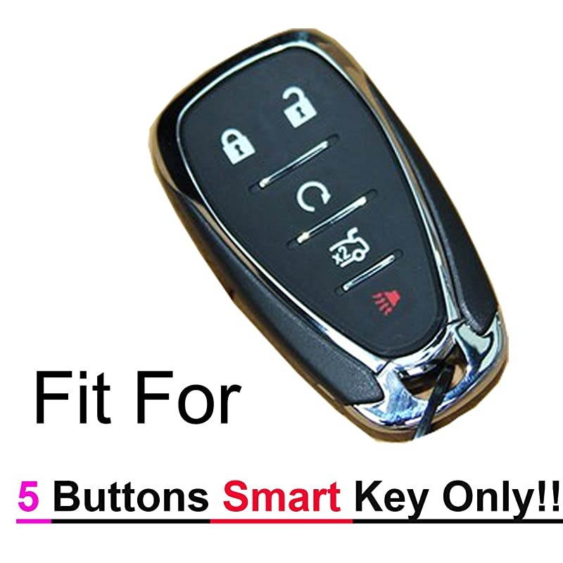Qty2  Black Grey 5Buttons Smart Key Cover Case Fob Bag Keyless Jacket Protector Fit for 2017 2018 2019 Chevy Malibu Camaro Trax Traverse Sonic Cruze Volt Equinox Spark Bolt EV