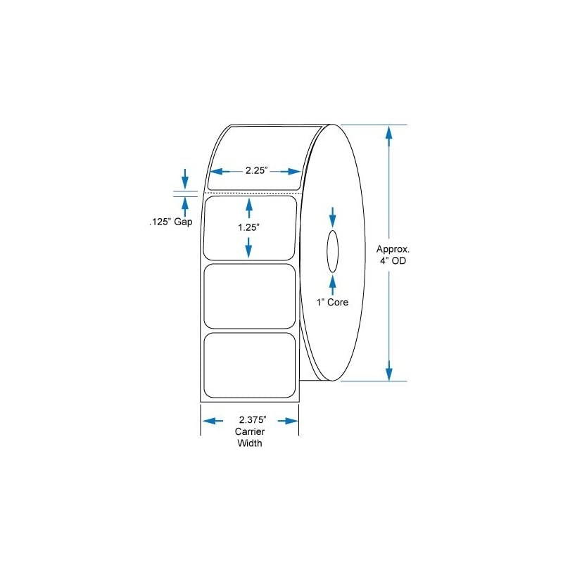 Compatible KENCO Brand 225 inch x 125 inch with perf Direct Thermal Labels to fit Eltron or Zebra Printers 1 in Core 1135 Labels Per Roll 12 Rolls Per Case