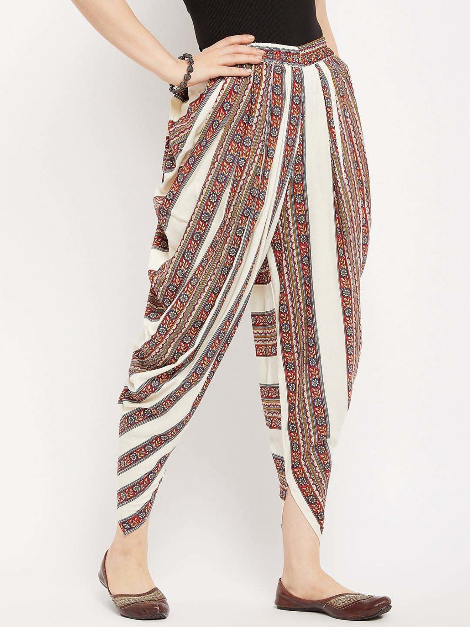 Castle Off-White Printed Dhoti Pants