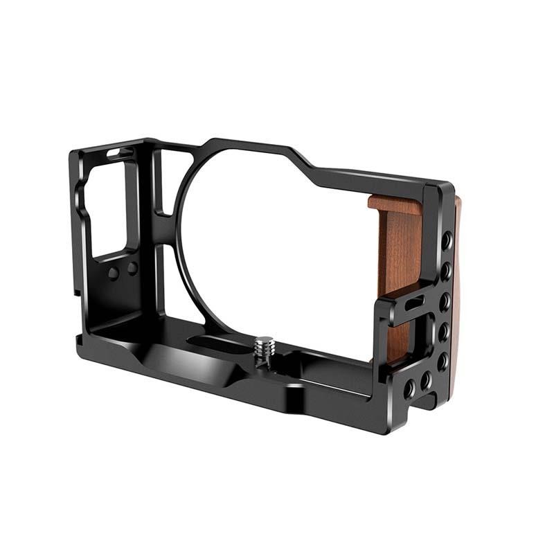 UURig Vlog Camera Cage With Wooden Handle Hand Grip Dual Cold Shoe Mount for Canon G7X Mark III Camera Accessories Case Rig