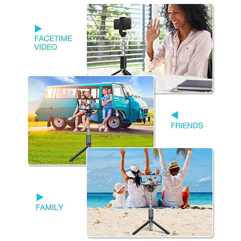 Selfie Stick Tripod  Extendable Bluetooth Selfie Stick with Wireless Remote and Tripod Stand Compatible for iPhone 1111 ProXSXRX8P7P Galaxy S10S9S8 and More