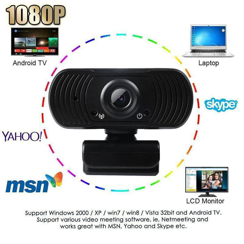 Webcam 1080P Computer Camera with Privacy Cover USB Connection Built-in Noise-reduction Microphone for Live Video
