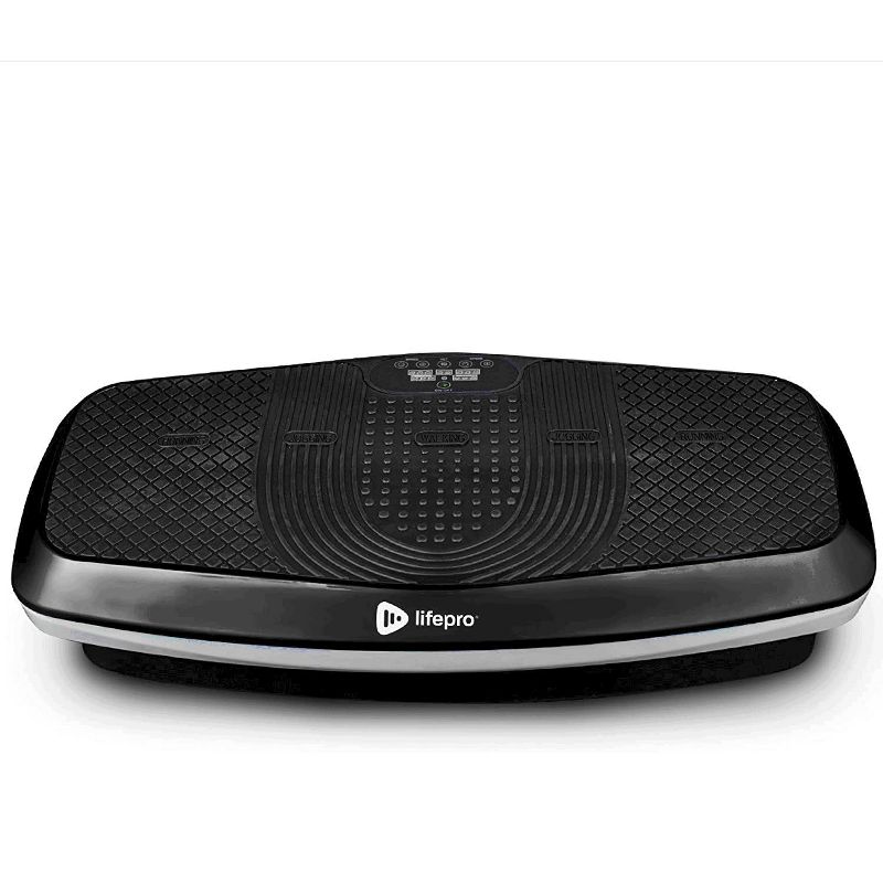 LifePro LP-HVT-BLK Portable Home Training Fitness Exercise Workout Hovert 3D Vibration Plate Platform Equipment Machine Set w/ Resistance Bands, Black