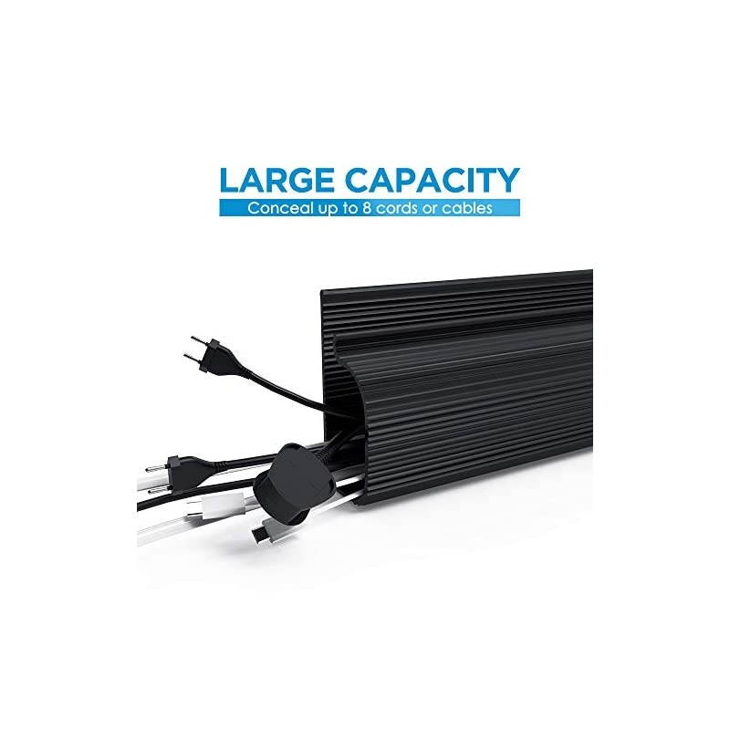 94 J Channel Cable Raceway Desk Cord Organizer Computer Cable Management Under Desk with 196 Mounting Tape 6 Count Desk Cable Tray for Office Home 6X 157 Each Medium Black