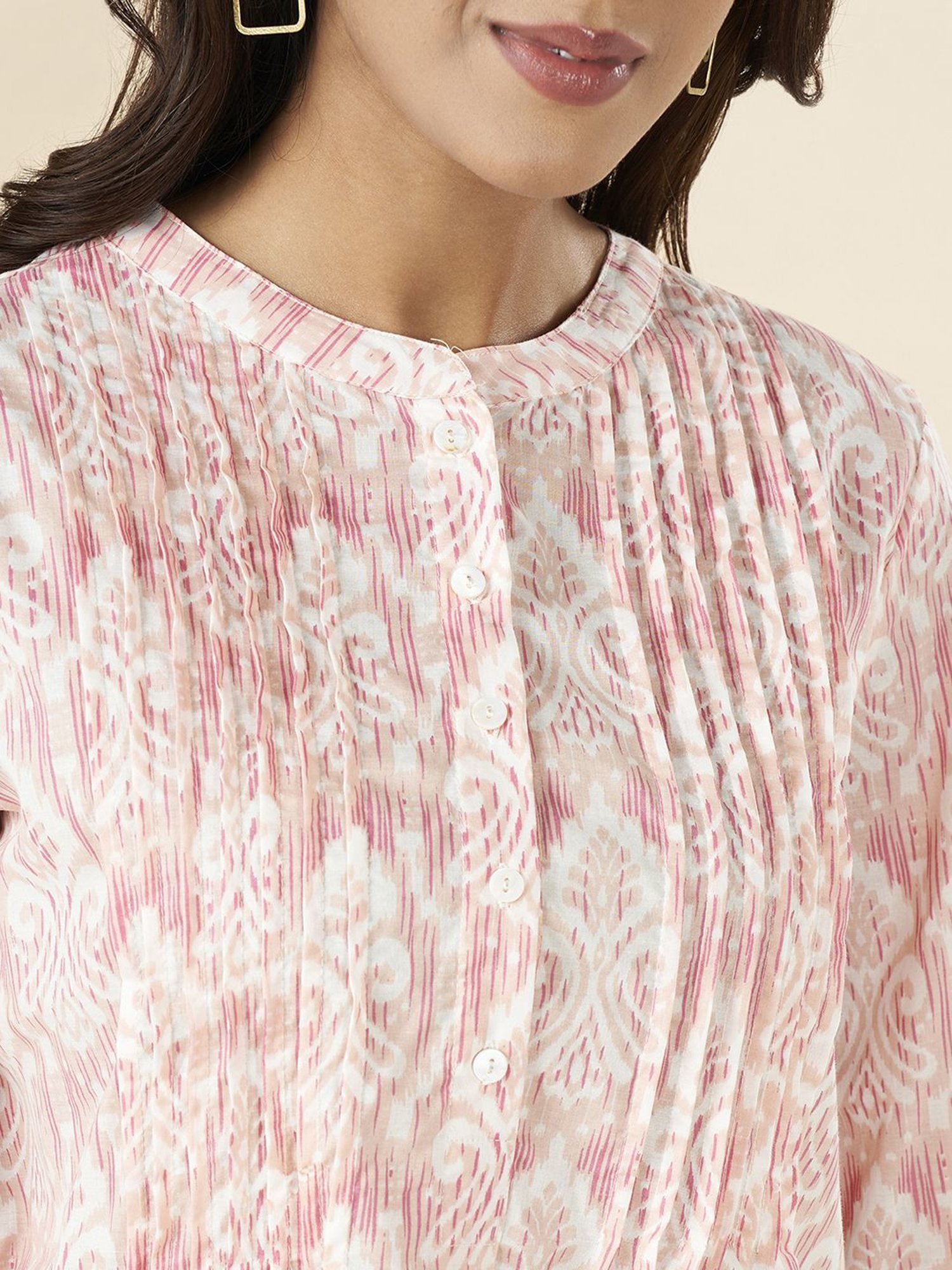 Akkriti by Pantaloons Pink Cotton Printed Tunic