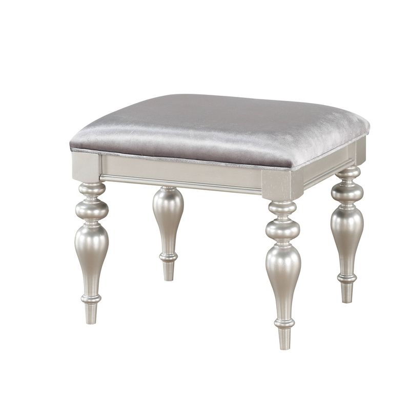 Maverick Vanity Stool Fabric/Platinum - Acme Furniture