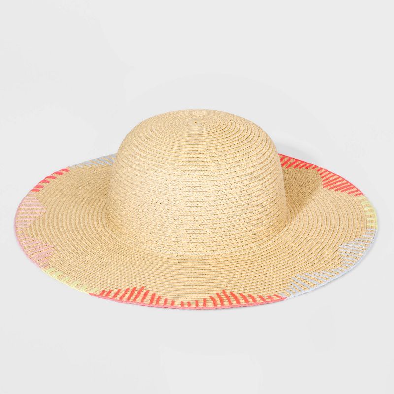 Girls' Panama Straw Striped Hat - art class™ Tan