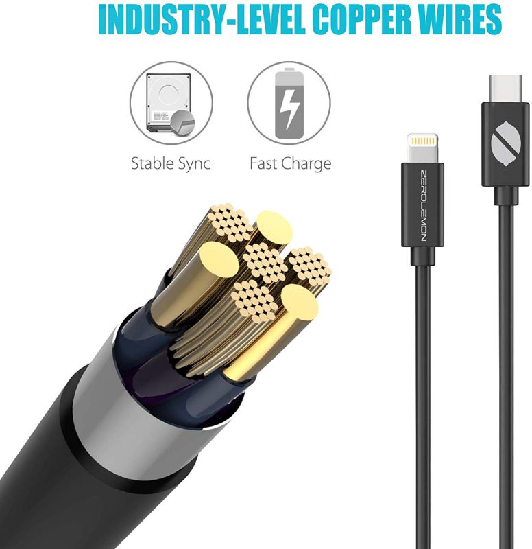 Mfi Certified Lightning to USB C Cable, ZeroLemon SuperFast Charging Cable Support Fast Charge Power Delivery Compatible with iPhone 11/11 Pro/11 Pro Max, New iPad MacBook (3.2Feet)