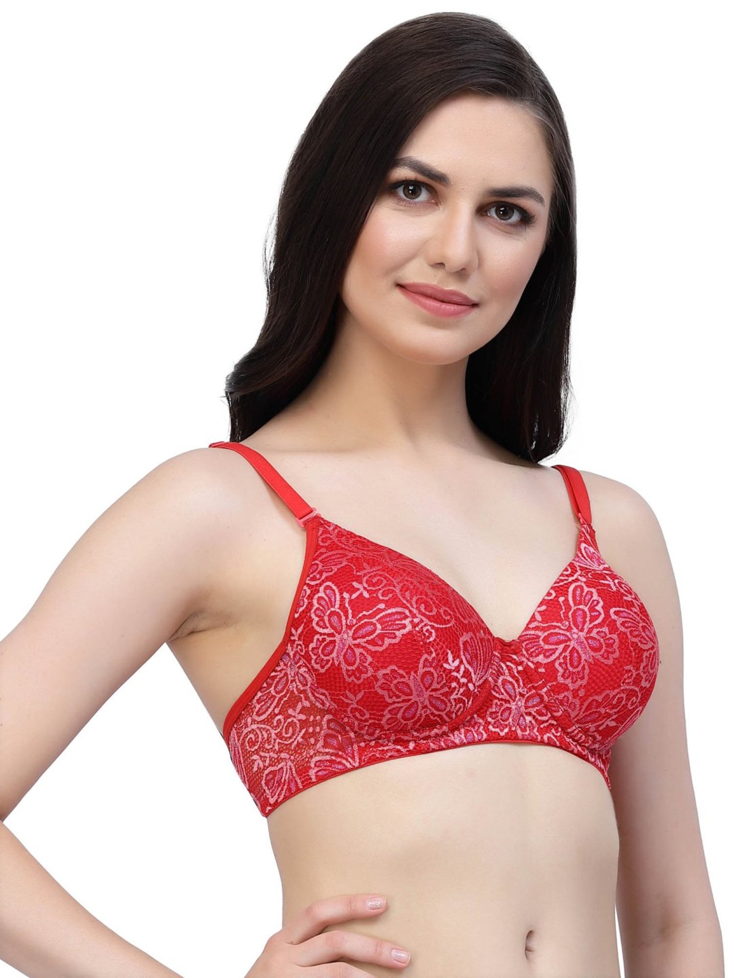 Cukoo Red Lace Work Padded Everyday Bra