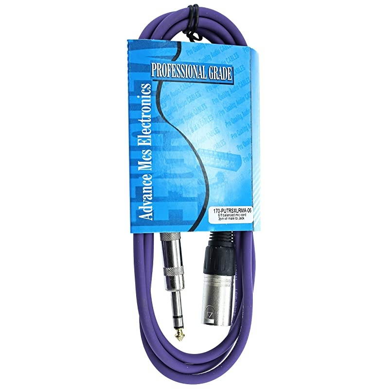 1/4" TRS to 3 Pin XLR Male Pro Audio Patch Cable Balanced and Shielded (6 Foot Feet ft Long, White)