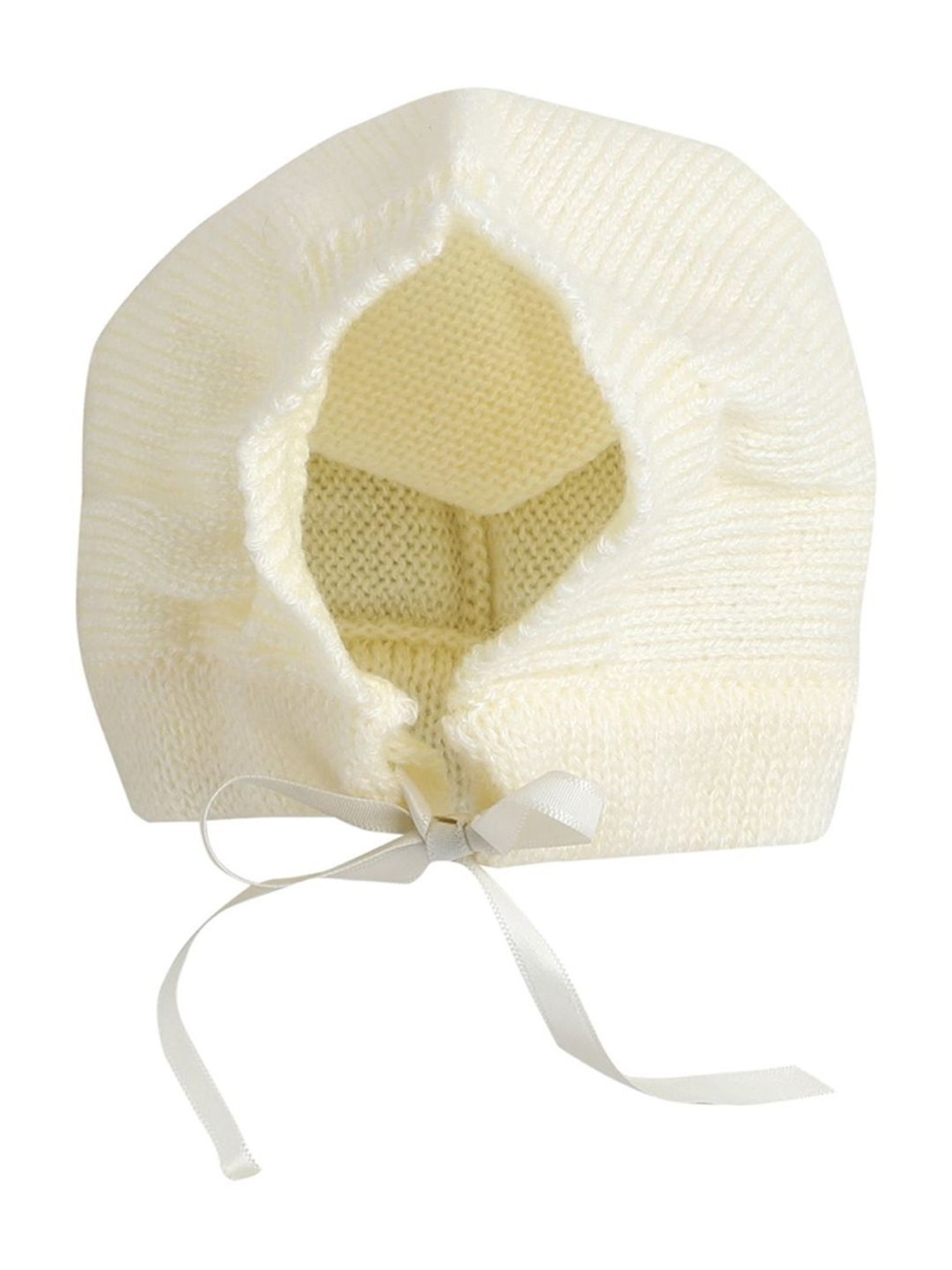 Little Angels Kids Cream Textured Pattern Full Sleeves Sweater Set