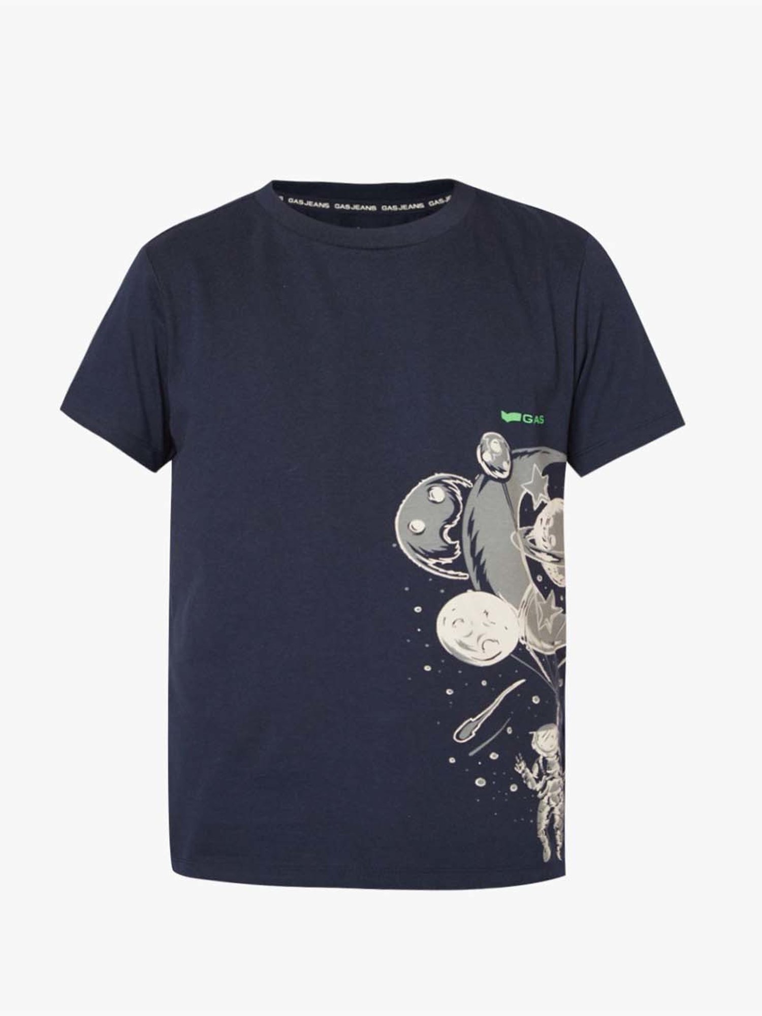 Gas Kids Medieval Blue Cotton Printed T-Shirt