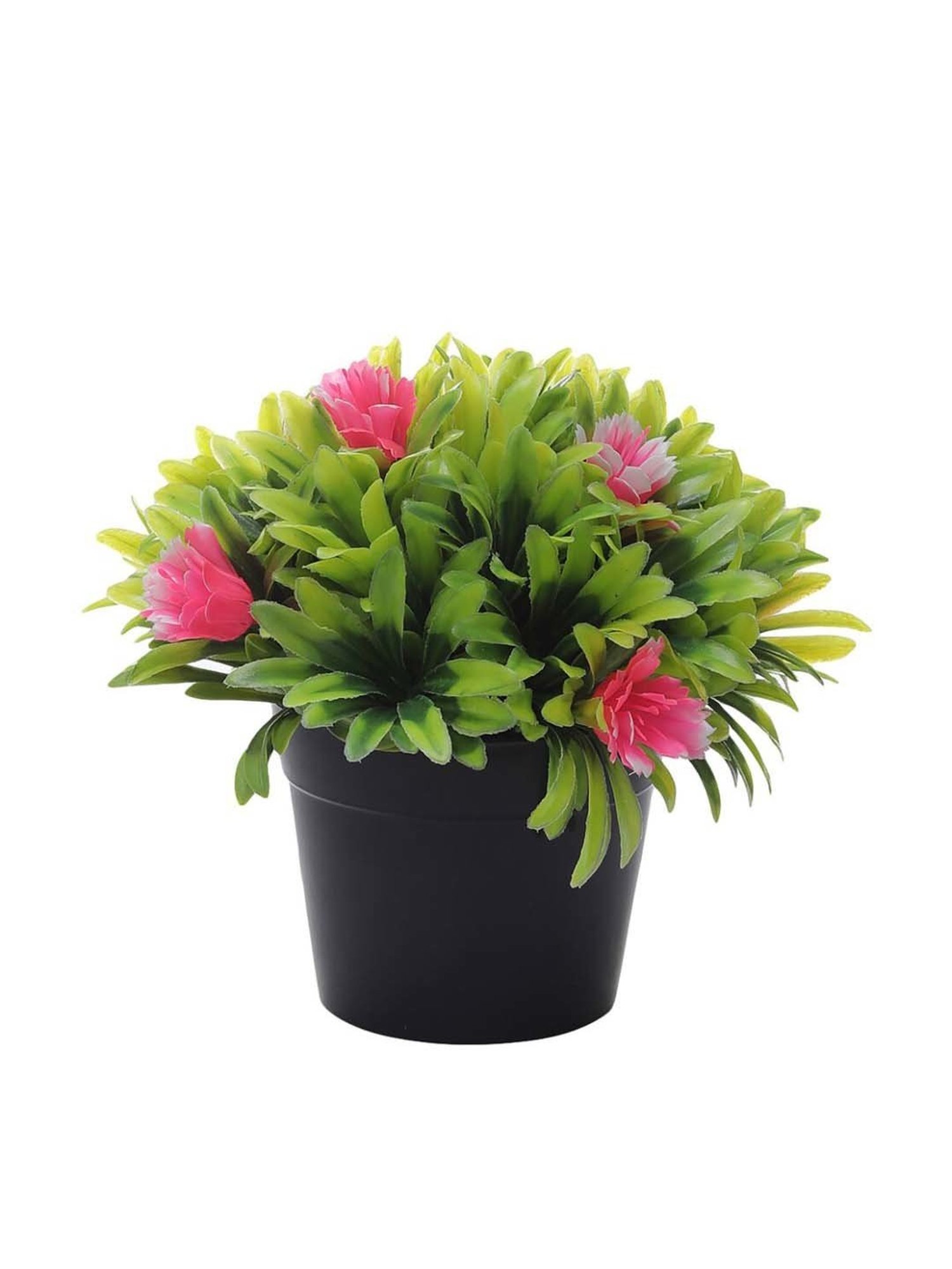 Foliyaj Pink & Yellow Plastic Artificial Plants With Big Flowers - Set of 2
