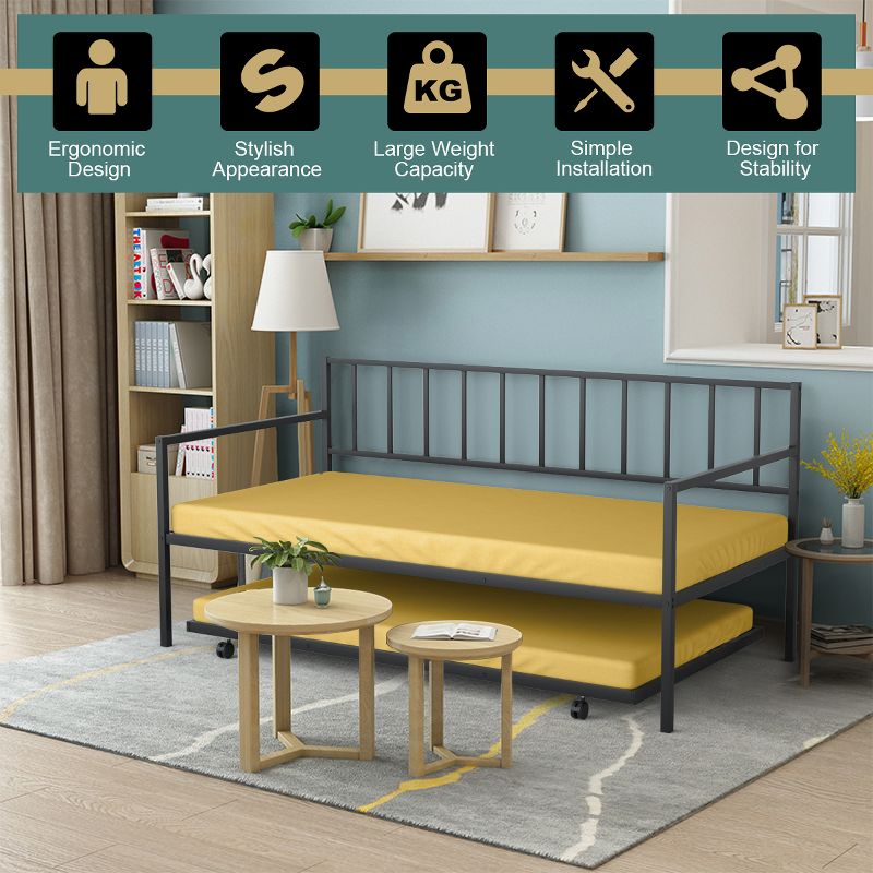 Costway Platform Bed Sofa DayBed Twin Trundle DayBed 4 Casters Mattress