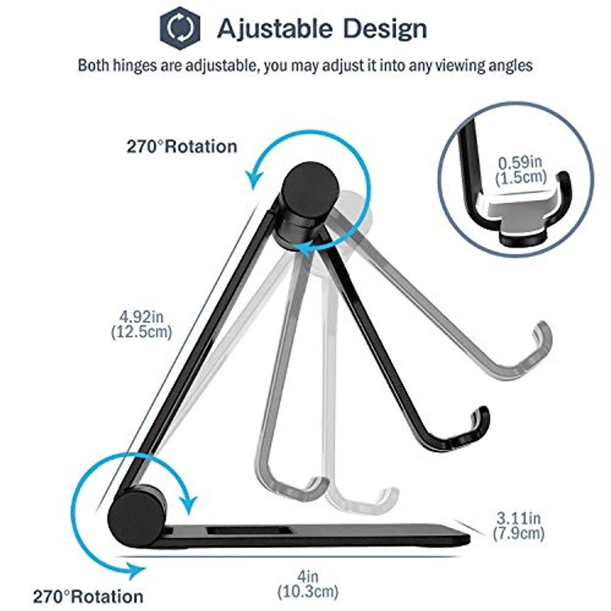 ProCase Black iPad Pro 12.9 Heavy Duty Rugged Case 2020 & 2018 Bundle with Black Foldable Cell Phone Stand Tablet Stand