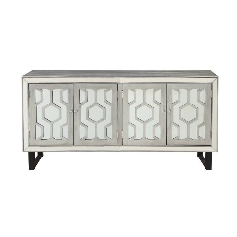 Eloise 4 Door Media Credenza TV Stand for TVs up to 74" Pewter - Treasure Trove Accents