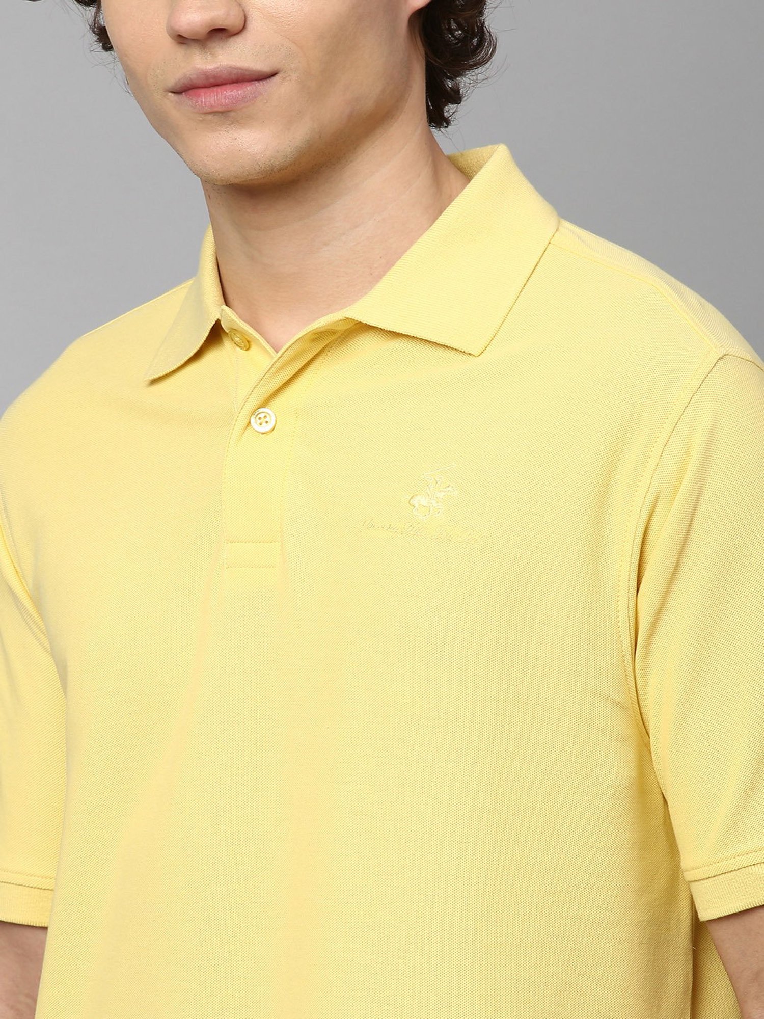 Beverly Hills Polo Club Yellow Classic Fit Cotton Polo T-Shirt