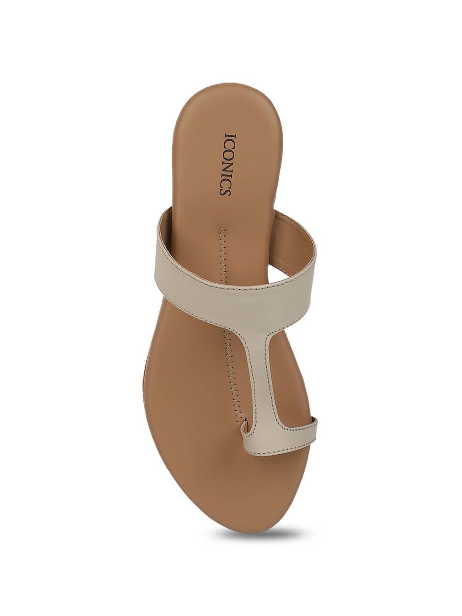 Iconics Women's Beige Toe Ring Sandals