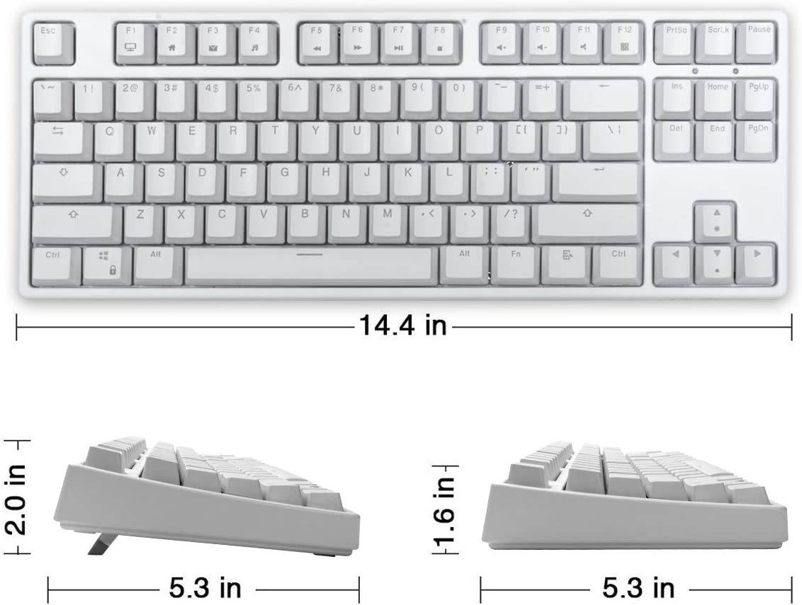 VELOCIFIRE TKL02 Wireless Plugable Mechanical Keyboard 87 Key Tenkeyless Ergonomic with Low Profile Quiet Brown Switches, and White LED Backlit for Copywriters, Typists, and Programmers