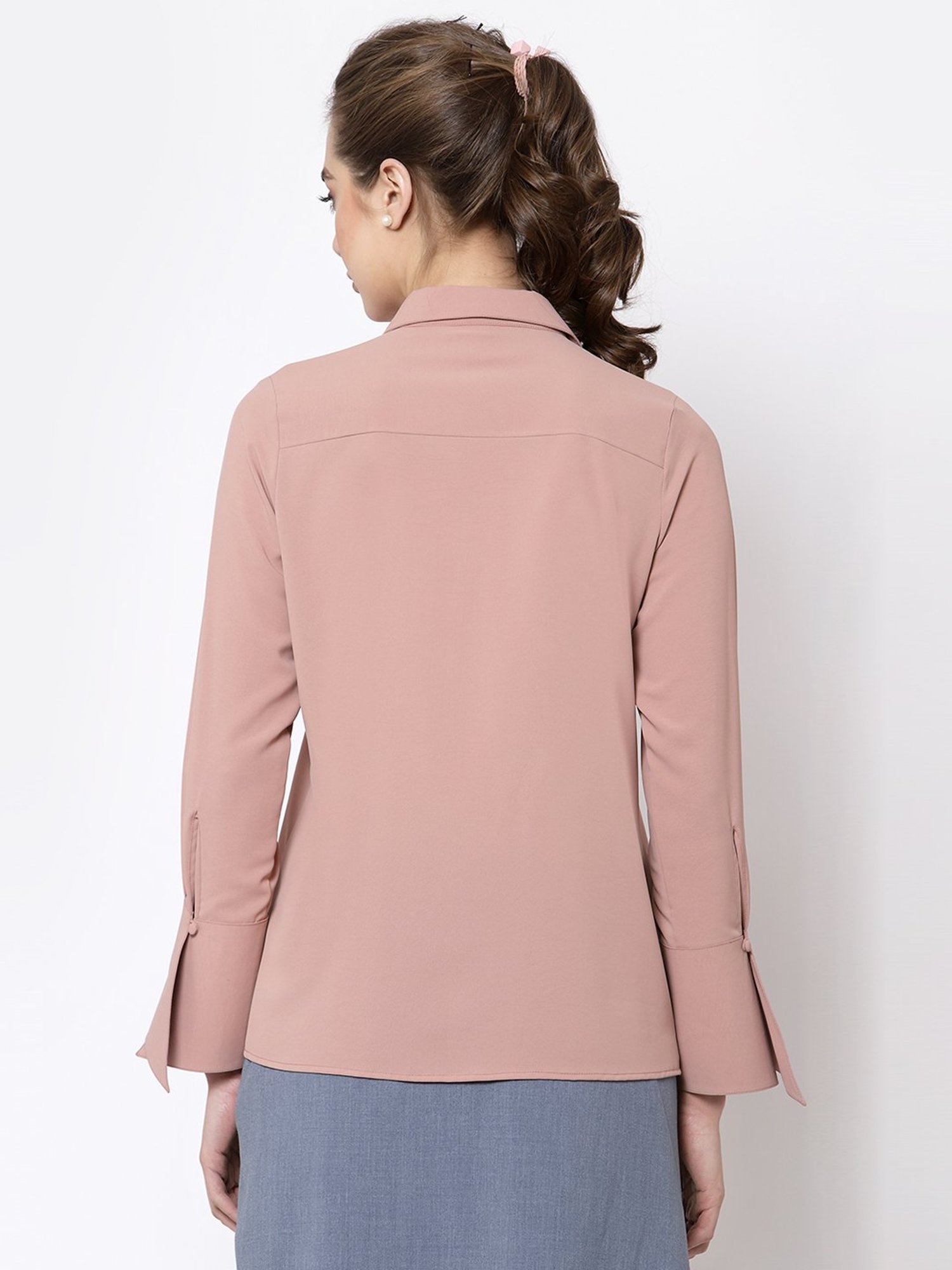 Office & You Peach Full Sleeves Shirt