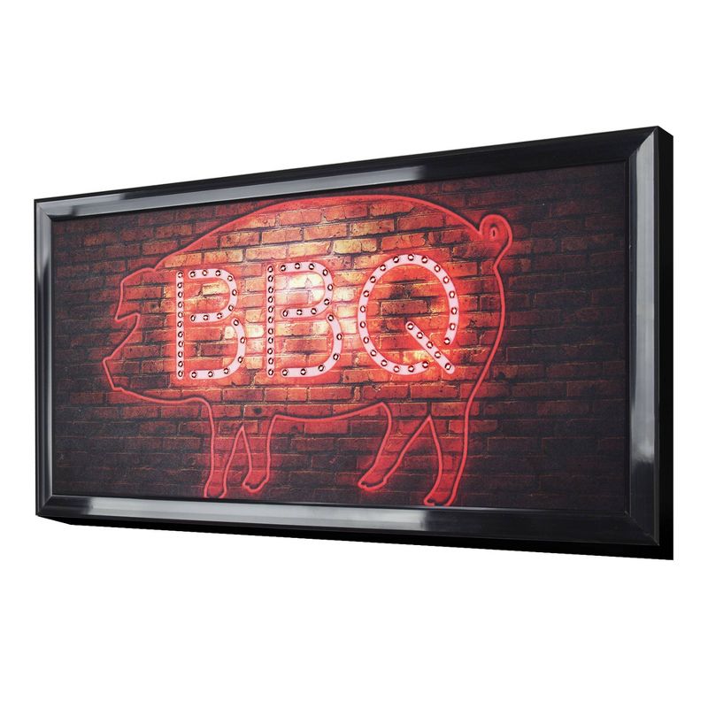 BBQ Pig Framed LED Sign Black - Crystal Art Gallery