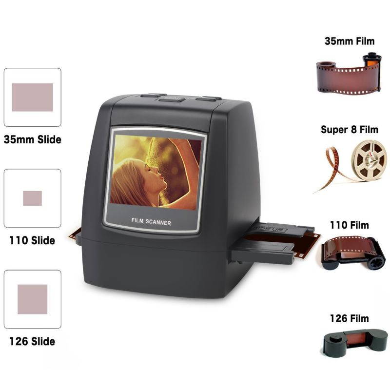 DIGITNOW Film Scanners with 22MP Converts 126KPK/135/110/Super 8 Films, Slides & Negatives All in One into Digital Photos, 2.4" LCD Screen, Impressive 128MB Built-in Memory