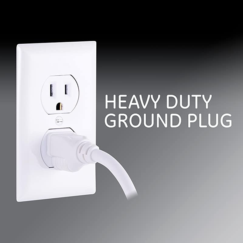 Power Strip Sur Protector, 7 Outlets, Long Power Cord, 4ft, Wall Mount, Warranty, White, 36358