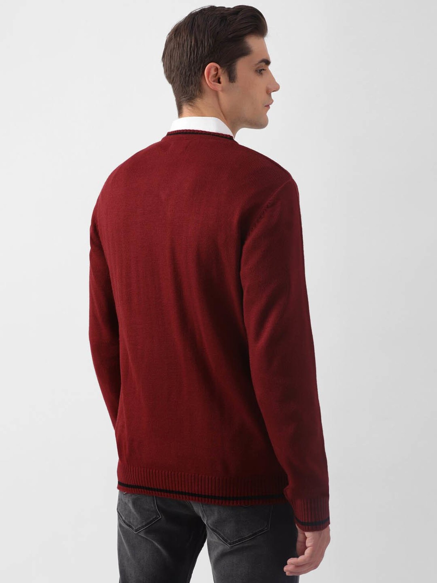 Peter England Casuals Maroon Regular Fit Sweater