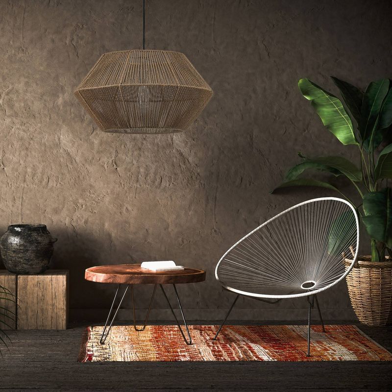 Malay Pendant Light with Twine Shade and Hanging Cord Black - Globe Electric