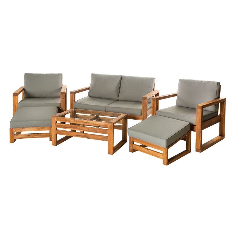 6pc Hudson Open Side Outdoor Patio Chat Set - Saracina Home
