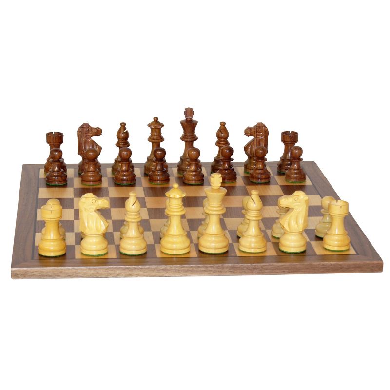 WorldWise Imports 3.5" Sheesham French Chess Set with Walnut Board Game