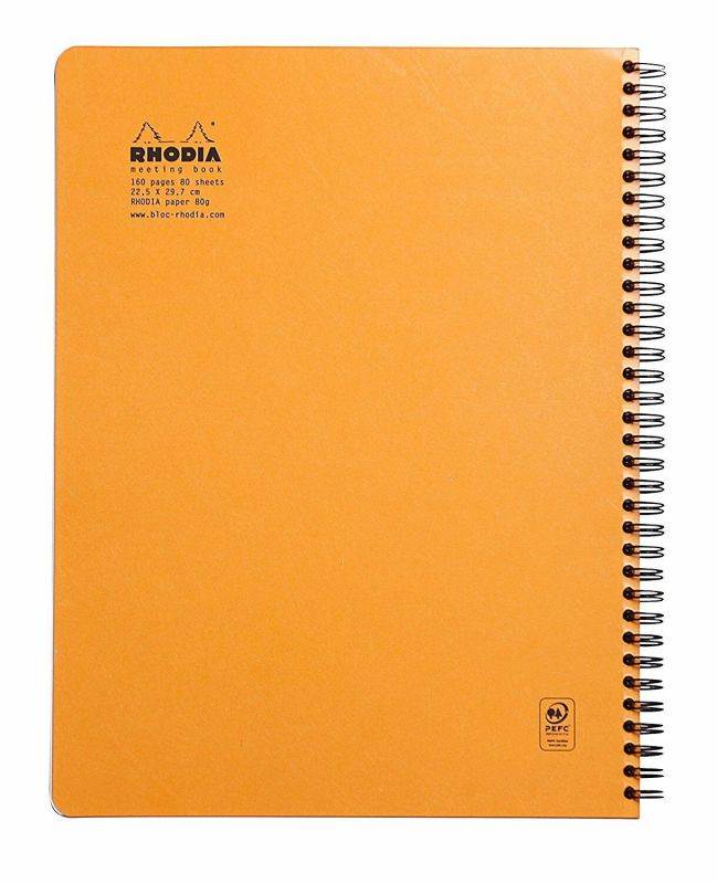 Rhodia Wiredbound - Notebook - Orange - Lined - Meeting Book - 9 x 11.75 -193408