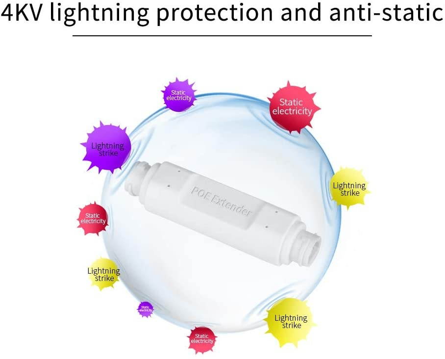PoE Extender 10/100Mbps Outdoor IP66 Waterproof  1 Channel PoE Repeater PoE Amplifier PoE Booster Comply with IEEE 802.3at / 802.3af Plug and Play