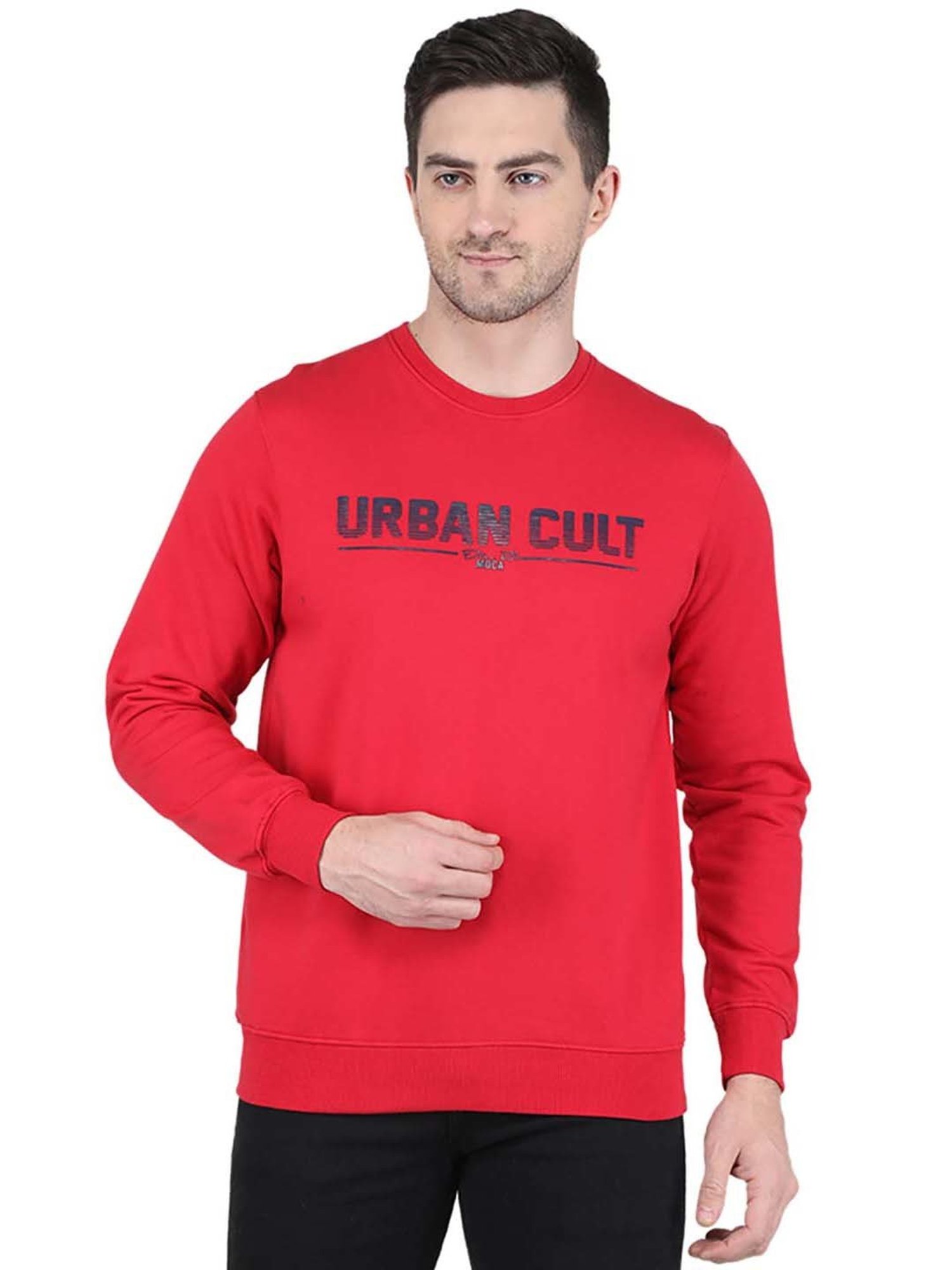MOCA by Monte Carlo Red Regular Fit Printed Sweatshirt