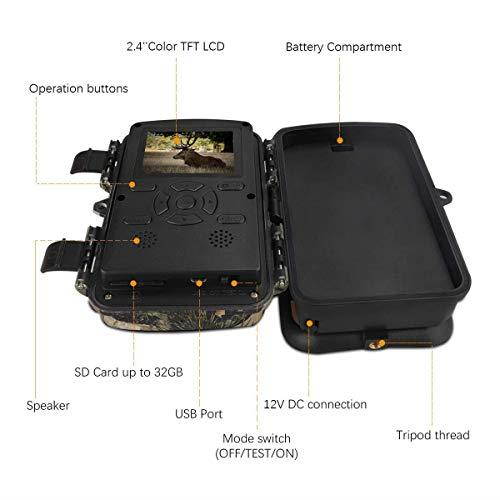 Trail Camera Full HD 1080P Hunting Game Camera 940nm Motion Activated Night Vision 65ft Waterproof Scouting Cam 24 Wireless Video Camera for Wildlife MonitoringHome Security88E