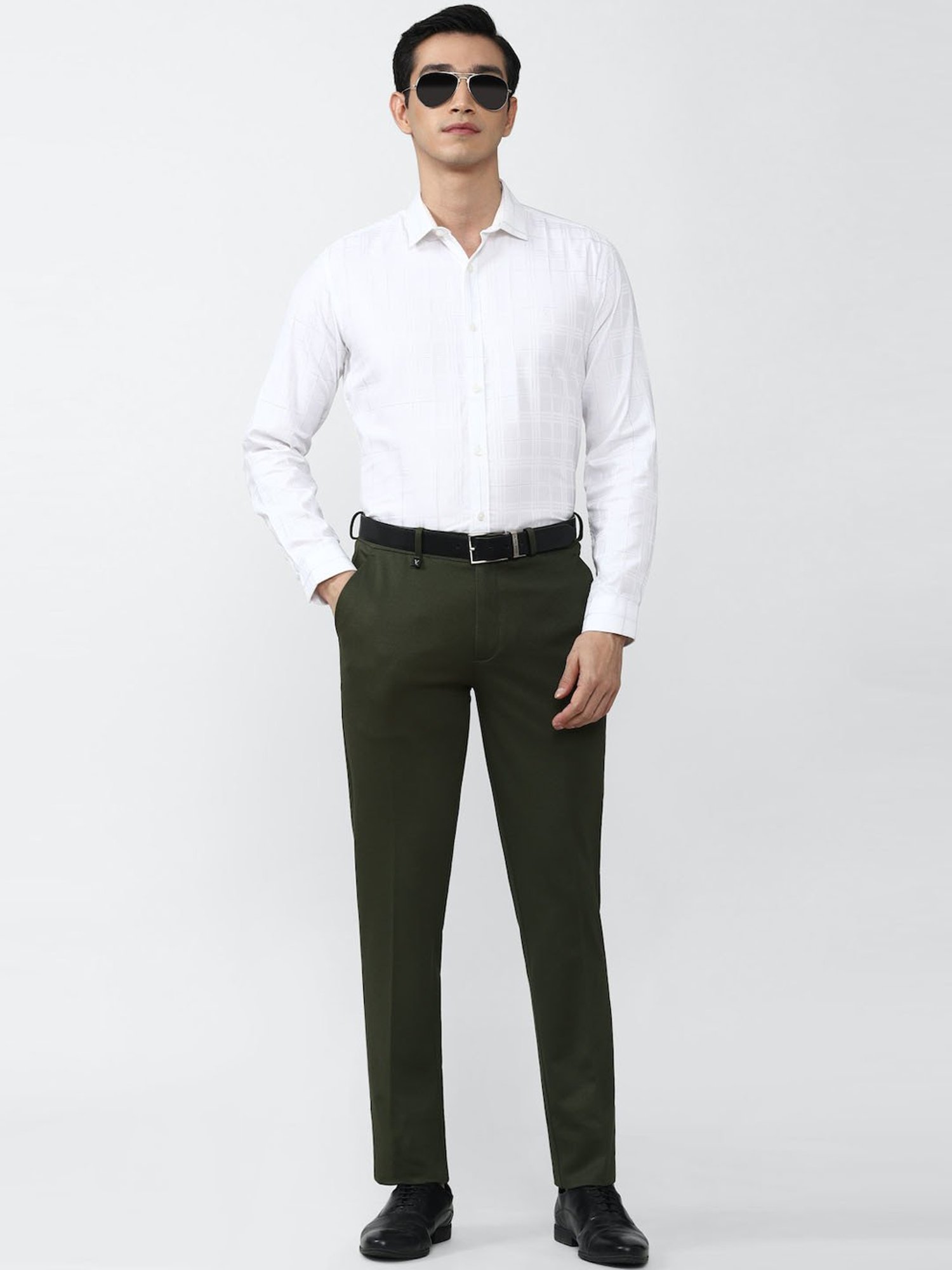 V Dot Green Skinny Fit Trousers
