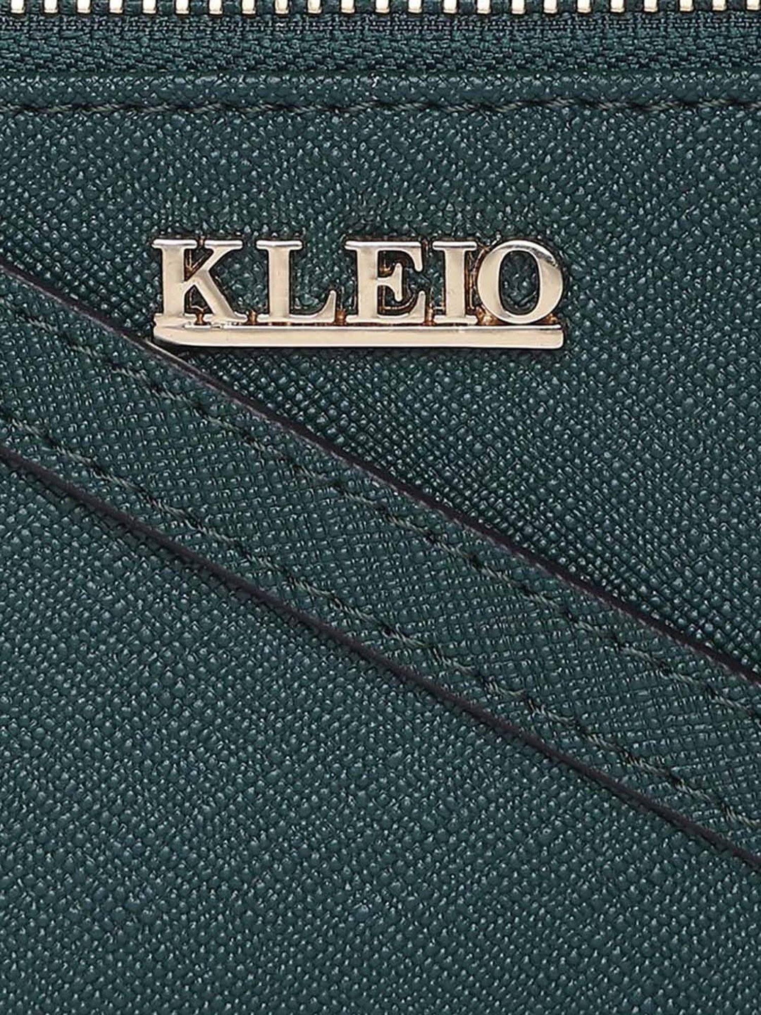 KLEIO Dark Green Solid Medium Shoulder Handbag