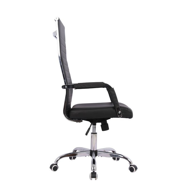High Back Channel Office Chair with Adjustable Height Black - WOVENBYRD