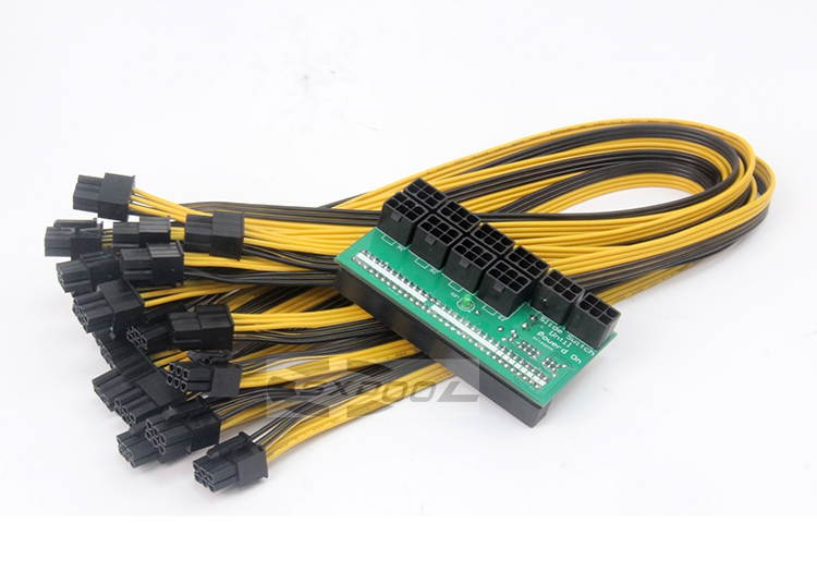 Mining machine server power conversion board connection adapter graphics cable 10pcs +10 X 6pin adapter board 1pcs 12V  (50cm Cable length)