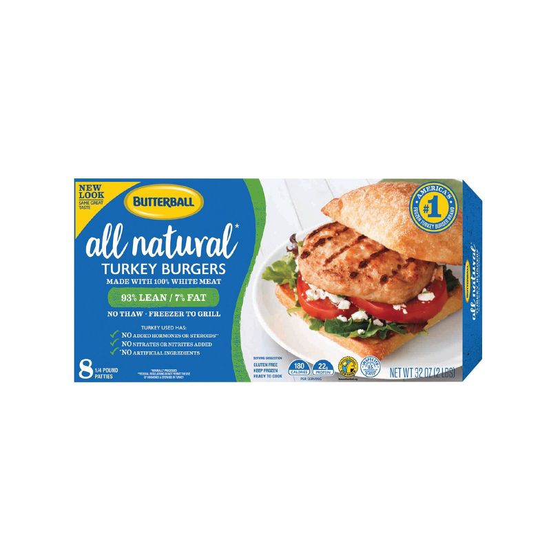 Butterball All Natural White Turkey Burgers - Frozen - 32oz