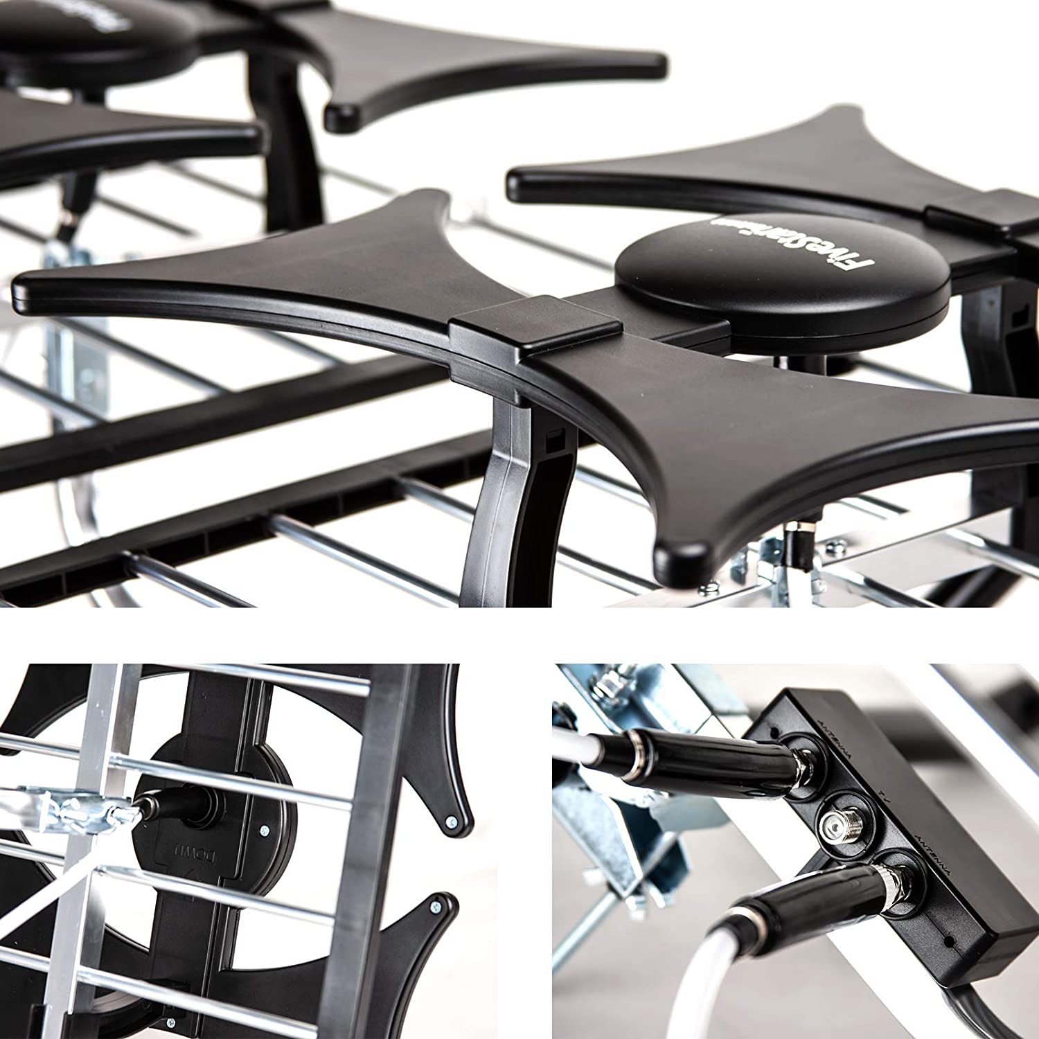 [Newest 2021] Five Star Multi-Directional 4V HDTV Amplified Antenna - up to 200 Mile Range, UHF/VHF, Indoor, Attic, Outdoor, 4K Ready 1080P FM Radio w/ 40ft RG6 coaxial Cable, Mounting Pole, kit