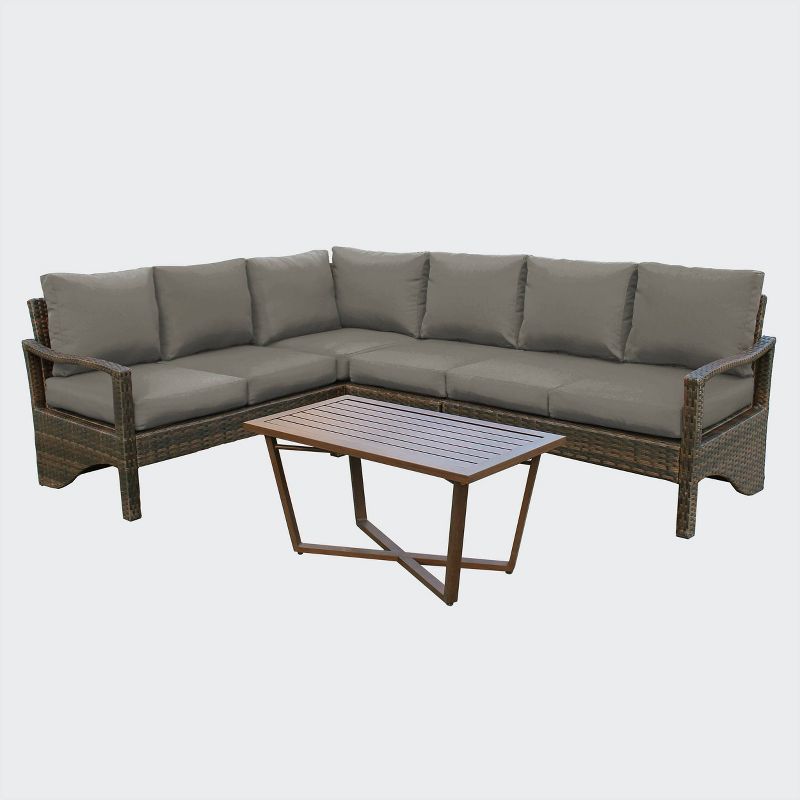 Augusta 5pc Outdoor Sectional - Gray - Leisure Made
