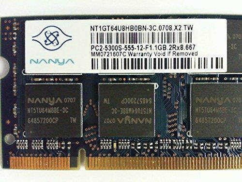 NANYA NT1GT64U8HB0BN-3C 1GB NOTEBOOK SODIMM DDR2 PC5300(667) UNBUF 1.8v 2RX8 200 128MX64 64mX8 CL5 8